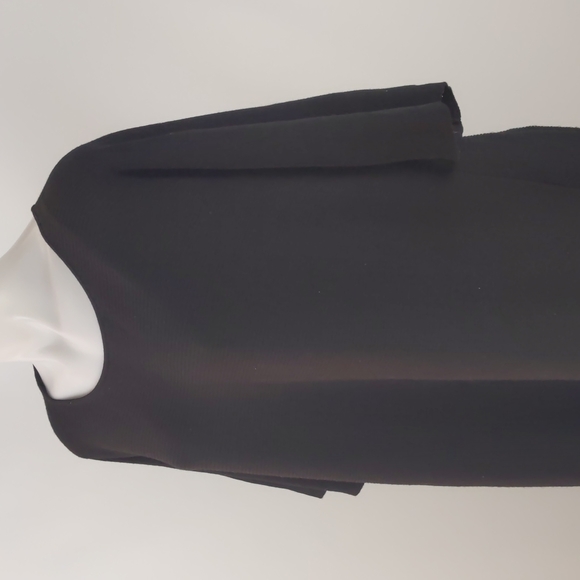 Cos Women's Top Size Large Black Short Dolman Sleeves Round Neck 100% Wool Tunic - Picture 8 of 14